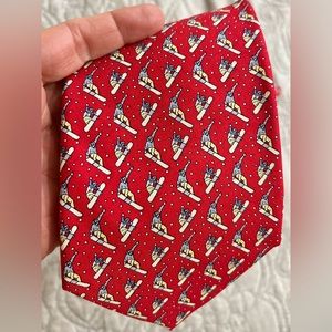 Vineyard Vines Men’s Snowboarder Tie Red Blue Yellow 100% Silk Hand Made USA
